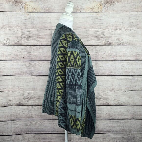 J. Jill Alpaca Wool Alpaca Juniper Open Front Jacquard Knit Sweater Large Petite - Picture 5 of 8